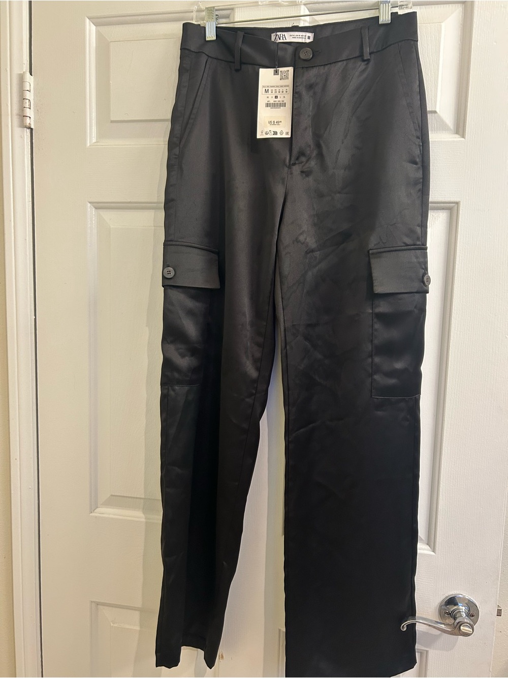 ZaraWoman’s  Black Cargo Satin Trousers